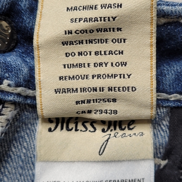 Miss Me Jeans Size 29 28X33 Bootcut Boot Leather Trim Thick Stitch Low Rise - Picture 11 of 16